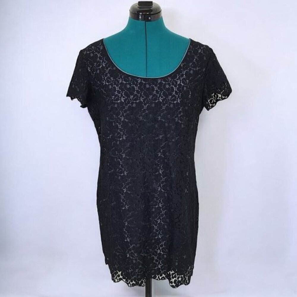 Aritzia Talula Black Lace‎ Dress with Gray Underlay - Size Large
